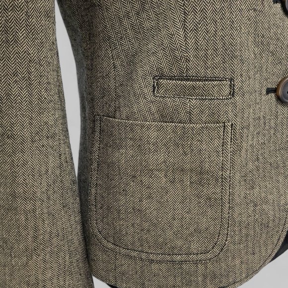 Gap Womens Blazer Herringbone Academia Blazer Jacket Brown Sz 4 - Picture 4 of 10